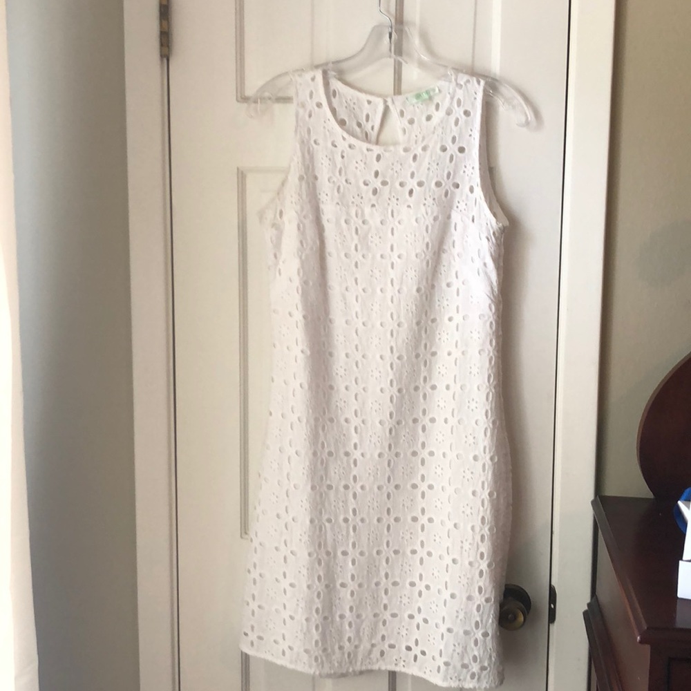 White eyelet dress.